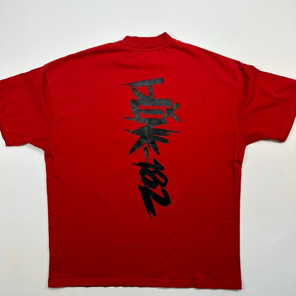 Blink 182 Red Cotton Band Tee with Neon Graphic Size Medium - Picture 5 of 6